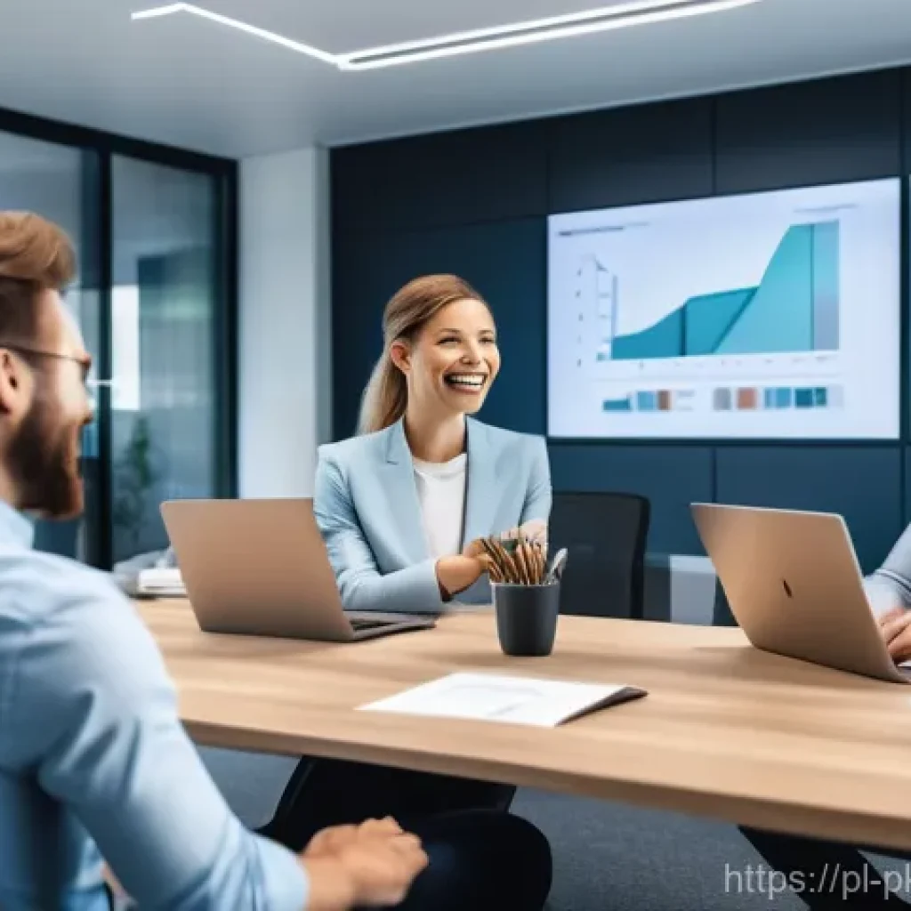 자연어 처리 모델 튜닝의 KPI 설정 방법 - **Prompt: "Dynamic illustration of a diverse, professional business team in a modern, open-plan offi...