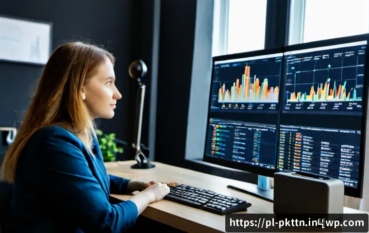 자연어 처리 모델의 성능 지표 분석 - Photorealistic modern data science office in Warsaw, Polish AI researchers analyzing natural languag...